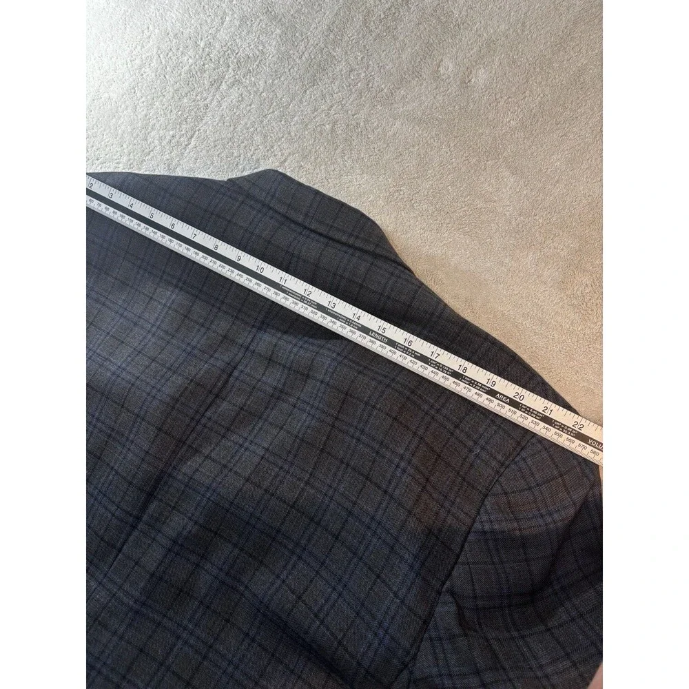 Jos A Bank Sport Coat Blazer 48R Blue Plaid Wool Suit Jacket Windowpane Big&tall